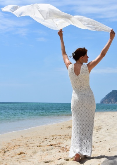 Beach wedding crochet dress PATTERN, crochet TUTORIAL for every row in English, PDF instant download, crochet beach wedding dress tutorial